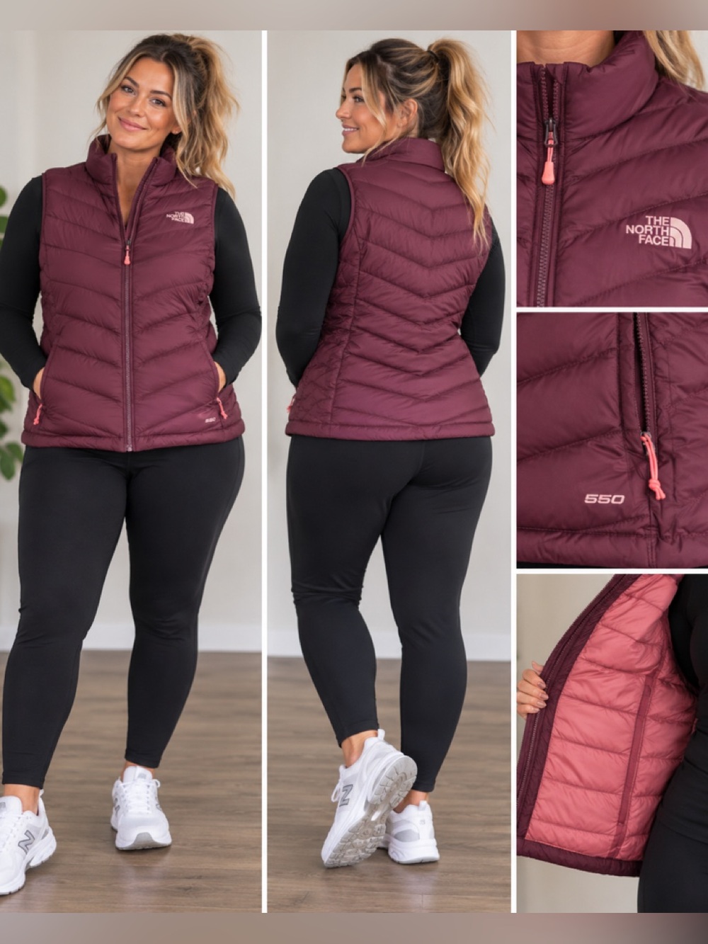 The North Face Women's Burgundy 550 Down Quilted Vest
